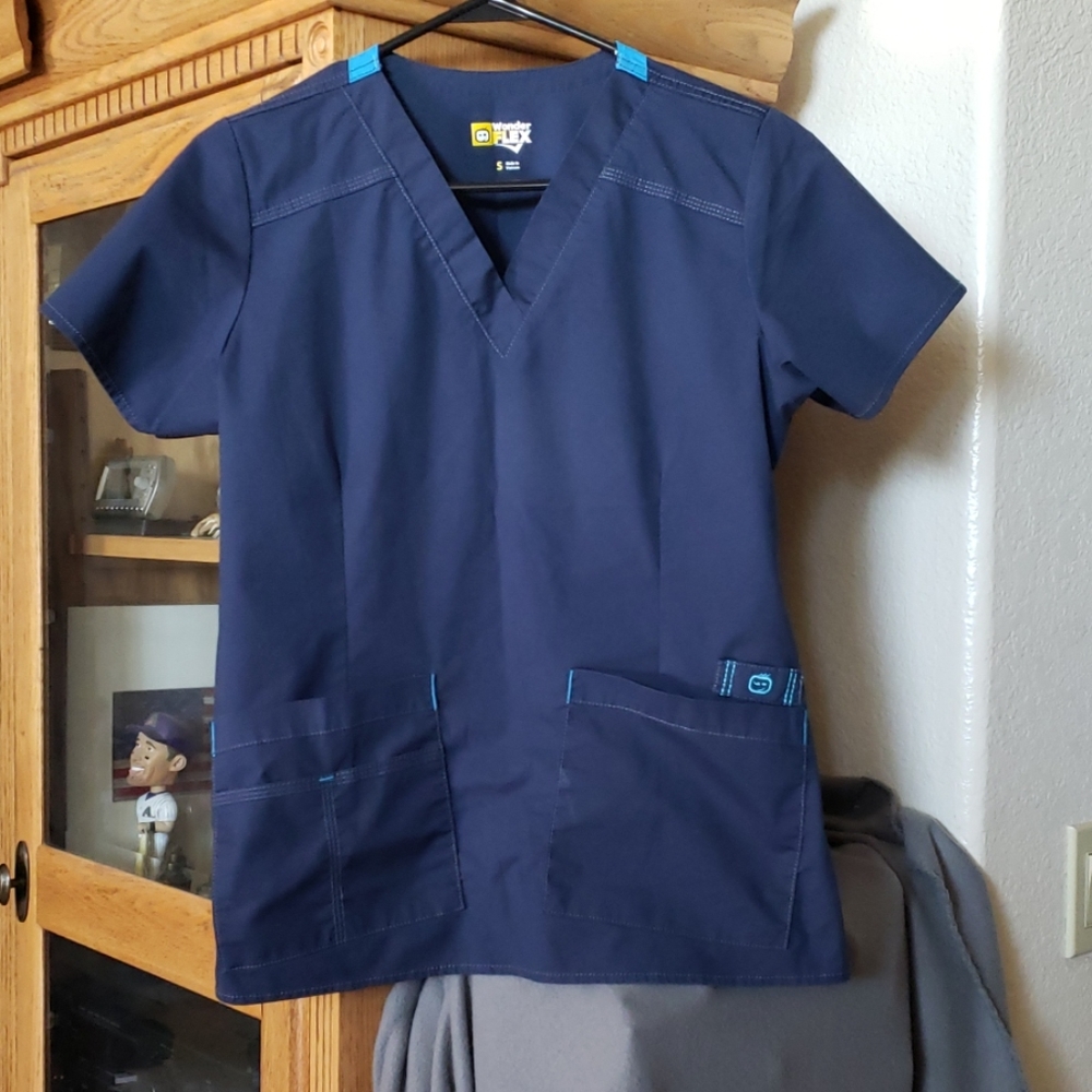 Wonderflex Hospital Scrub top blue